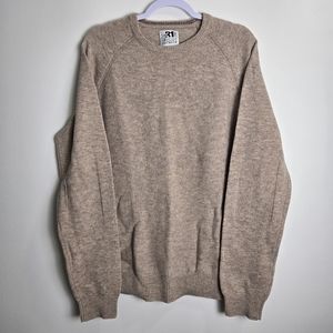 LE 31 TRICOT KNITWEAR Men's 100% Lambswool Demure Beige Classic Crewneck Knit‎ L